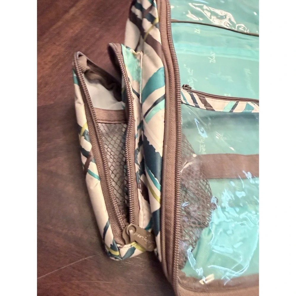 Thirty One Sea Plaid travel Organizer Makeup Toiletries Bag Hanging